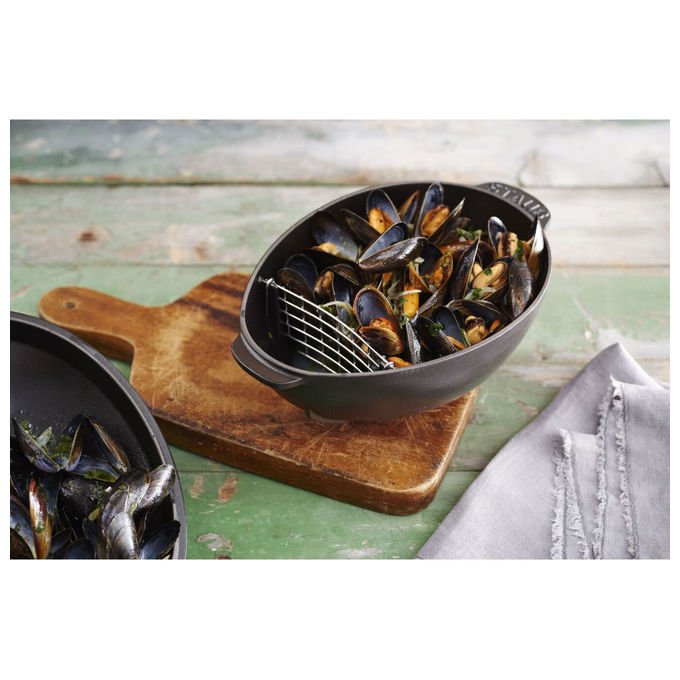 Staub 40509-494-0 Cozziera in Ghisa per Cozze Capacita' 2.00 L Diametro 25 cm colore Nero