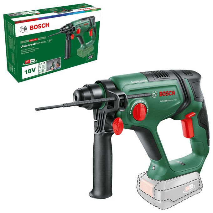 Bosch 4053423229141 UniversalHammer Martello Perforatore SDS-plus 2 J Batteria 18V 2,5 Ah Nero Verde colore Nero Verde