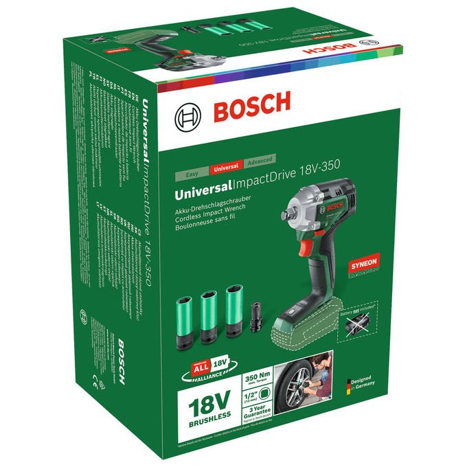 Bosch 0603980304 UniversalImpactDrive Avvitatore a impulsi a batteria 18V 350 Nm motore brushless 3 velocita' colore Nero