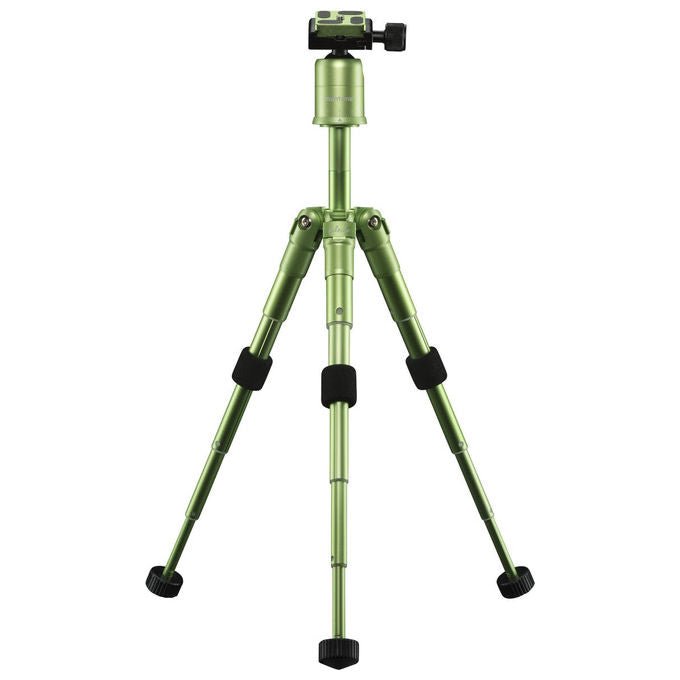 Mantona 21186 Kaleido Mini Treppiede Fotografico da Tavolo e Viaggio con Testa a Sfera e Piastra a Sgancio Rapido Altezza 13,5 49,5 cm Carico Massimo 5 Kg colore Verde Lime Metallico