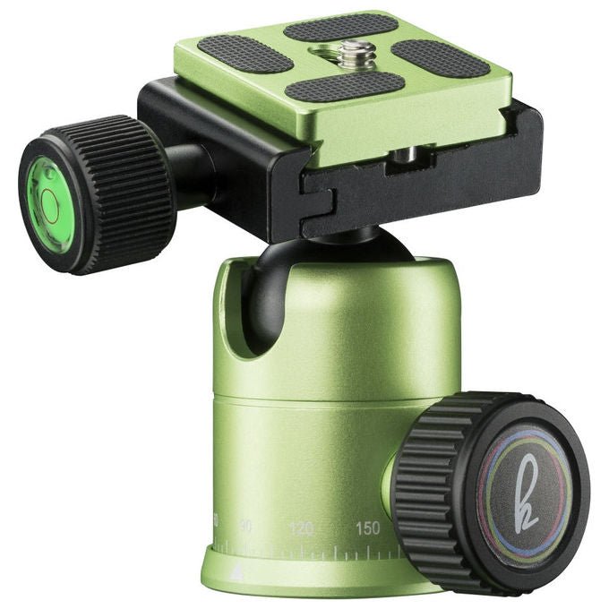 Mantona 21186 Kaleido Mini Treppiede Fotografico da Tavolo e Viaggio con Testa a Sfera e Piastra a Sgancio Rapido Altezza 13,5 49,5 cm Carico Massimo 5 Kg colore Verde Lime Metallico