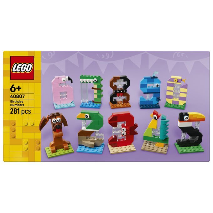 Lego 40807 Iconic Set Costruzioni Numeri del Compleanno 281 Pezzi 10 Animali da 6 anni