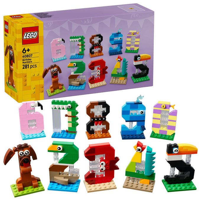 Lego 40807 Iconic Set Costruzioni Numeri del Compleanno 281 Pezzi 10 Animali da 6 anni