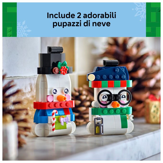 Lego 40812 Pupazzi di Neve Ornamentali Set da Costruzione 168 Pezzi per Bambini da 6 Anni in Su colore Multicolore