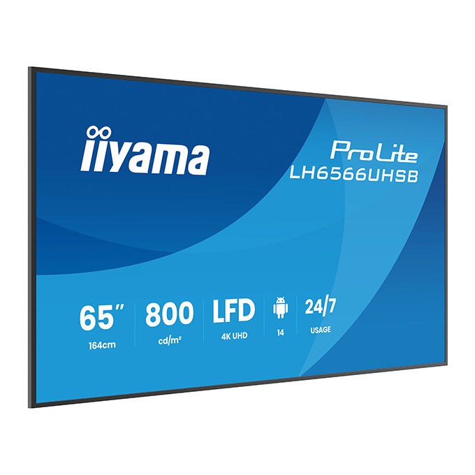 Iiyama LH6566UHSB-B1AG Display per segnaletica digitale 65'' 4K UHD 800 cd-m² Android Wi-Fi 24-7 colore Nero