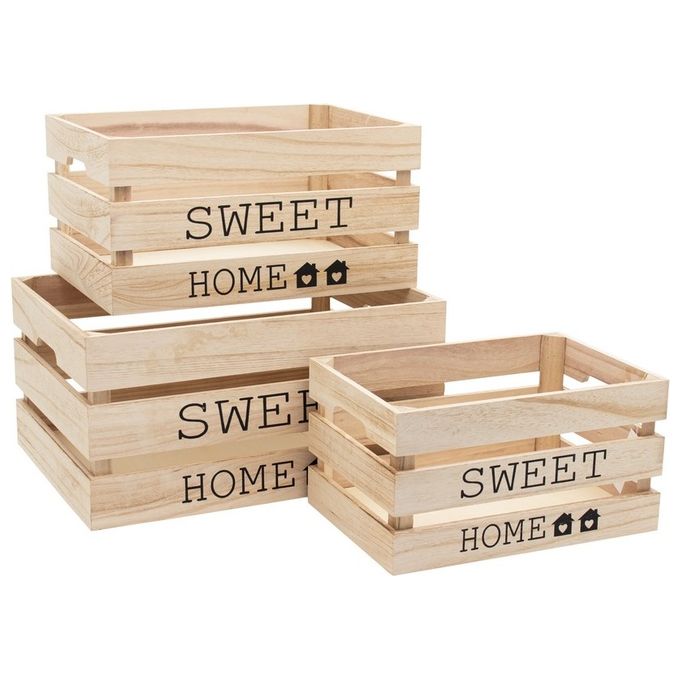 3 cassette organizer Sweet Home 40X30X20 35X25X18 30X20X16 in mdf naturale