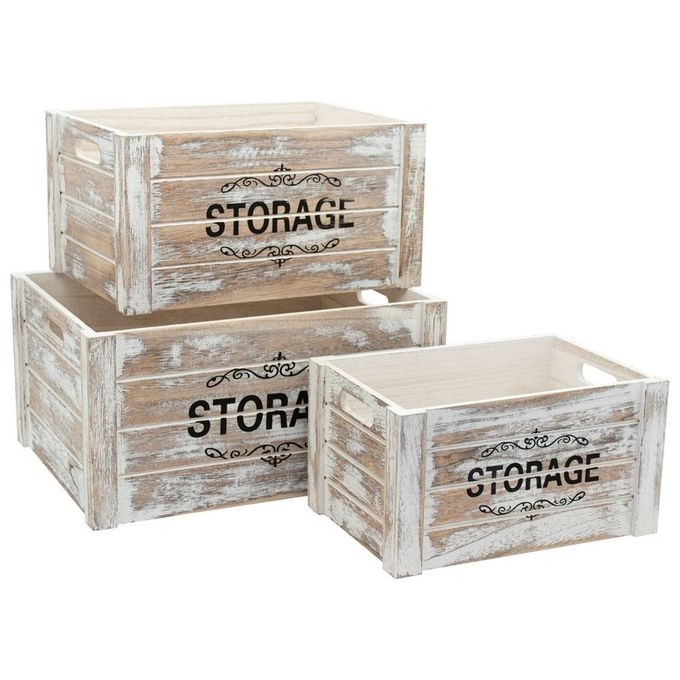 3 cassette organizer  40X30X20 35X25X18 30X20X16 in mdf grigio anticato