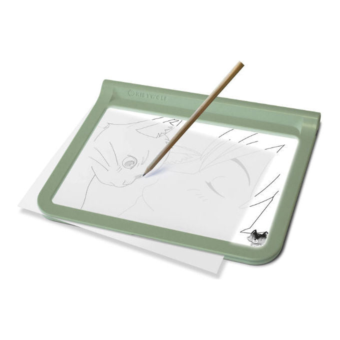KIDYWOLF 418062 Tavoletta Grafica Bifacciale con Schermo LED Ricaricabile via USB-C e Kit Didattico colore Verde