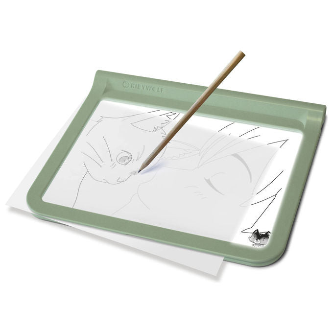 KIDYWOLF 418062 Tavoletta Grafica Bifacciale con Schermo LED Ricaricabile via USB-C e Kit Didattico colore Verde