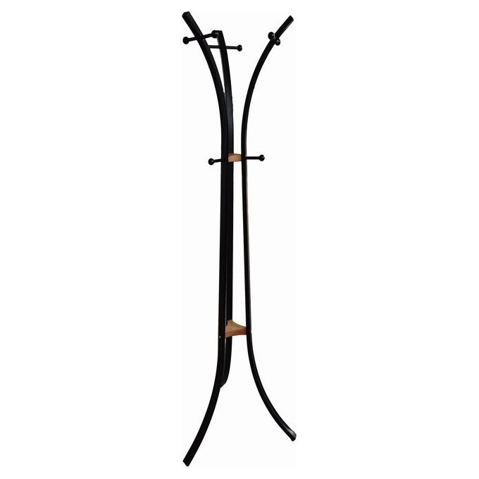 Appendiabiti da terra Amon in metallo e legno nero 60X53X176