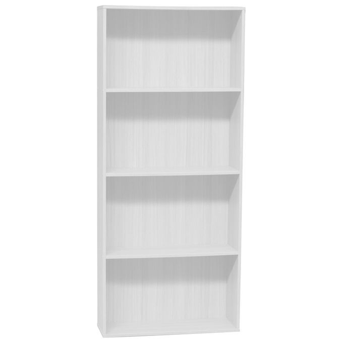Libreria da terra con 4 ripiani 73X24X170 in mdf bianco e legno