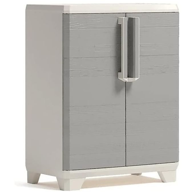 KETER Armadi Keter Linear Wood Tutto H.L.90 per Arredo Giardino in Legno Composito Resistente e Durevole per Esterni e Spazi Aperto 39 x 68 x 90 cm
