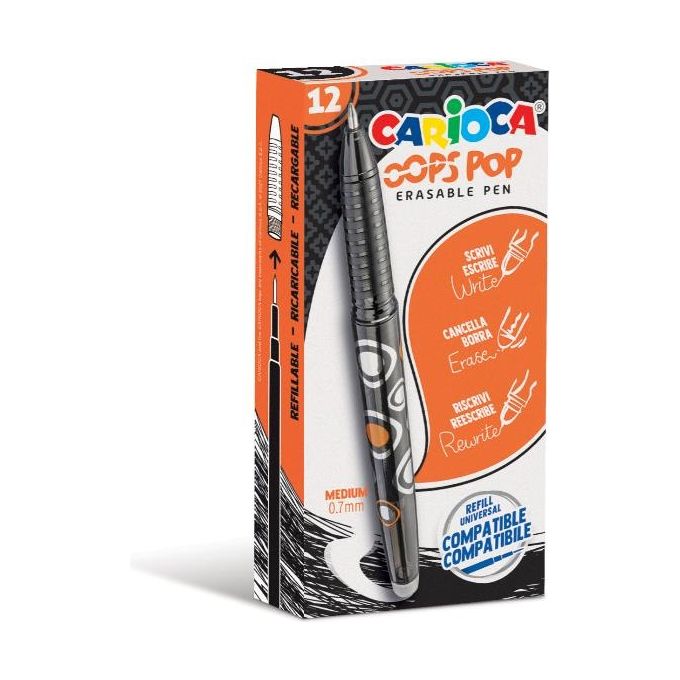 Carioca Confezione 12 Penne Cancellabile Nero