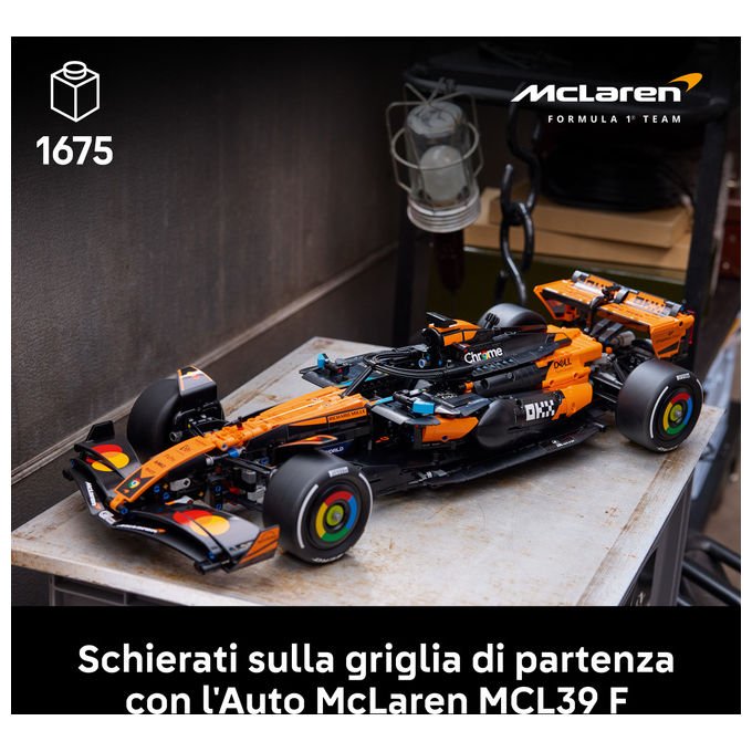 Lego 42228 Technic Set di Costruzione Auto McLaren MCL39 F1 scala 1:8 1675 pezzi Motore V6 DRS per Adulti