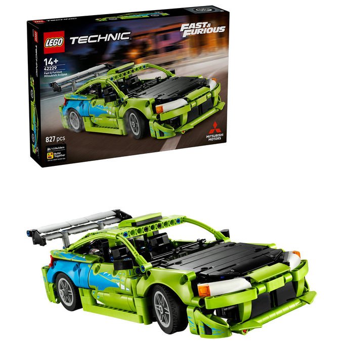 Lego 42229 Technic Set da costruzione Auto Mitsubishi Eclipse Fast and Furious 827 pezzi da 14 anni