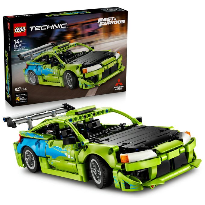 Lego 42229 Technic Set da costruzione Auto Mitsubishi Eclipse Fast and Furious 827 pezzi da 14 anni