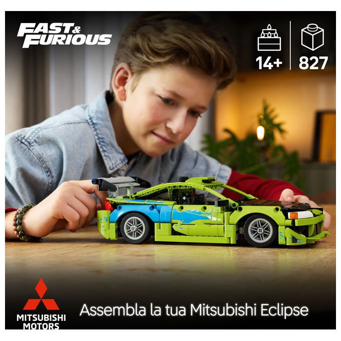 Lego 42229 Technic Set da costruzione Auto Mitsubishi Eclipse Fast and Furious 827 pezzi da 14 anni