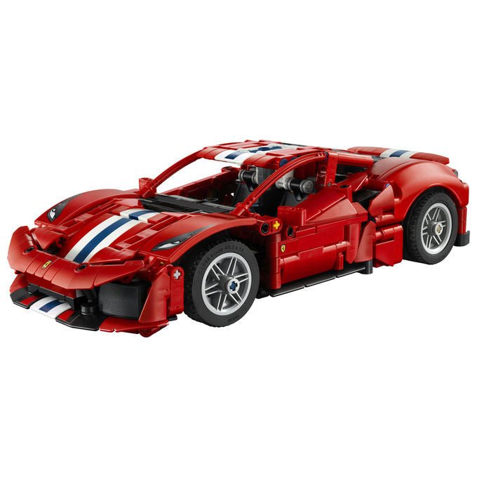 Lego 42235 LEGO Technic Set da costruzione per bambini 882 pezzi con motore V8 pistoni mobili sterzo funzionante portiere e cofano apribili codice digitale Forza Horizon 6 colore Rosso