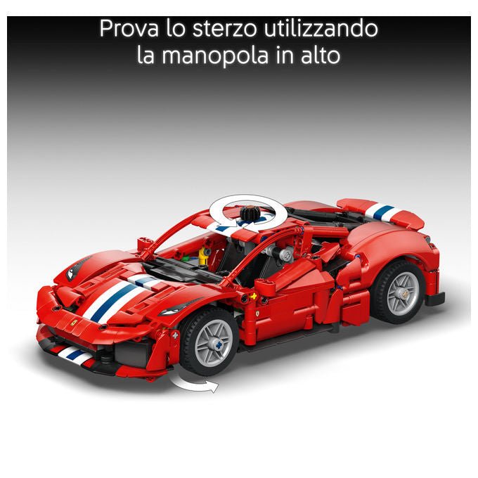 Lego 42235 LEGO Technic Set da costruzione per bambini 882 pezzi con motore V8 pistoni mobili sterzo funzionante portiere e cofano apribili codice digitale Forza Horizon 6 colore Rosso