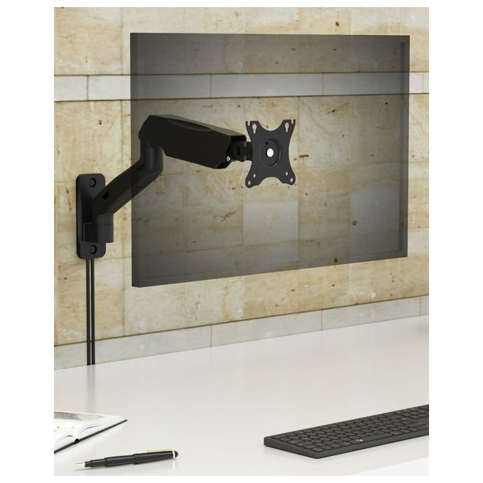 ICY BOX 61075 IB-MS103-W Supporto a muro per monitor fino a 32'' con regolazione altezza inclinazione e rotazione -180° a 180° colore Nero