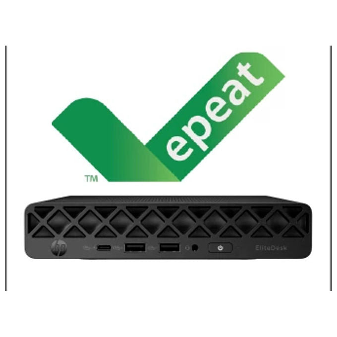 HP E07KNAT HP EliteDesk 8 Mini G1i AI PC Mini PC Intel Core Ultra 7 265T 32 GB DDR5-SDRAM 1 TB SSD NVMe Intel Graphics Wi-Fi 7 Bluetooth 5.4 Windows 11 Pro colore Jack black