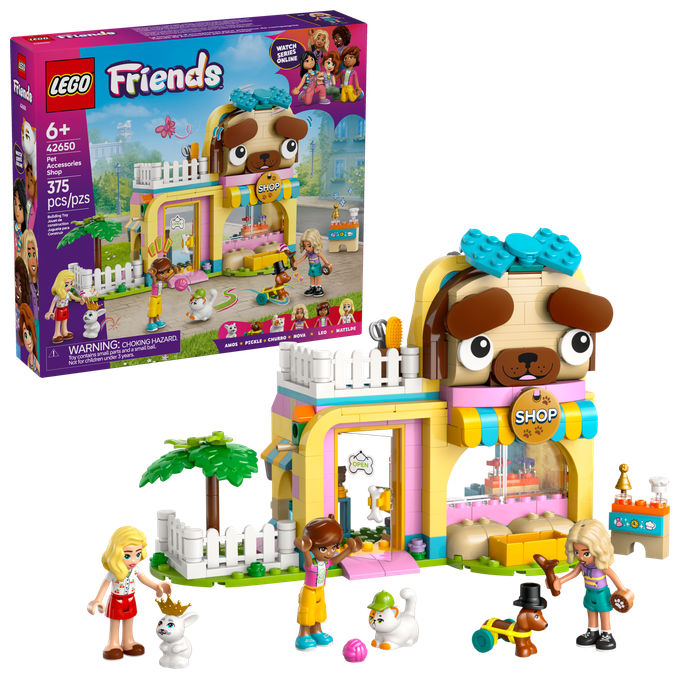 LEGO 42650 LEGO Friends Set da Costruzione Negozio di Accessori per Animali con 3 Minifigure e 3 Animali Gioco di Ruolo per Bambini 6+ colore Multicolore