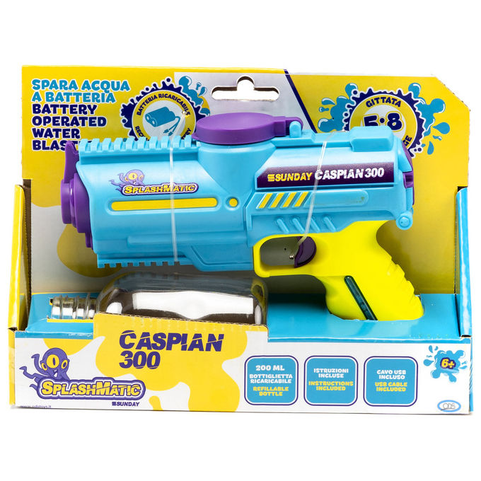 ODS 42690 Splashmatic Caspian 300 Pistola ad Acqua a Batteria Ricaricabile USB 300 ml Gittata 5-8 m colore Azzurro
