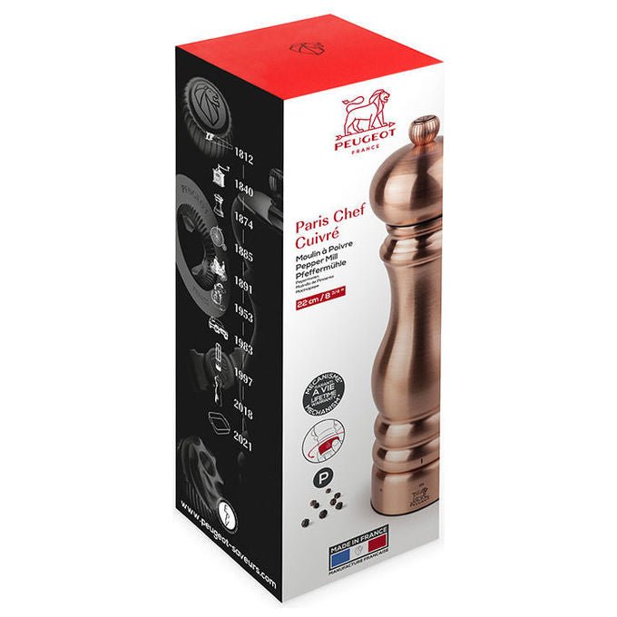 Peugeot 42695P22 Paris Chef Macinapepe Acciaio Inossidabile Meccanismo Select Altezza 22 cm colore Rame elettrolitico