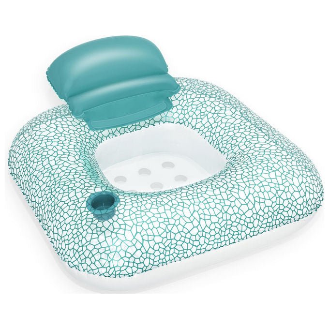 Bestway 43097 Ciambella Poltrona Gonfiabile Flip Pillow 102x94 cm Schienale Ribaltabile Portabicchieri colore Turchese
