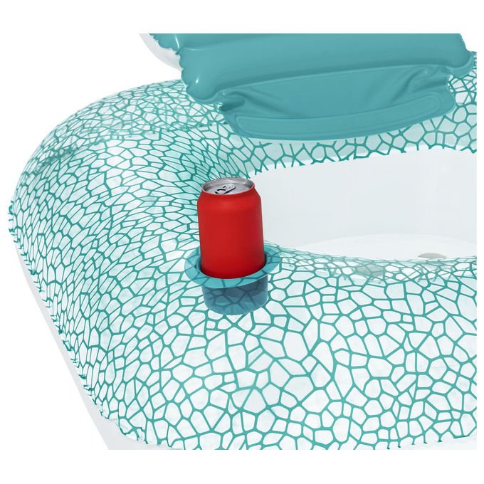 Bestway 43097 Ciambella Poltrona Gonfiabile Flip Pillow 102x94 cm Schienale Ribaltabile Portabicchieri colore Turchese