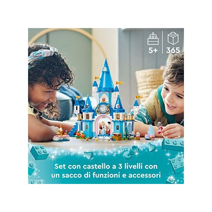 LEGO Principessa Disney 43206 Il Castello di Cenerentola e del Principe Azzurro, Idea Regalo, Giocattolo per Bambini 5+ Anni