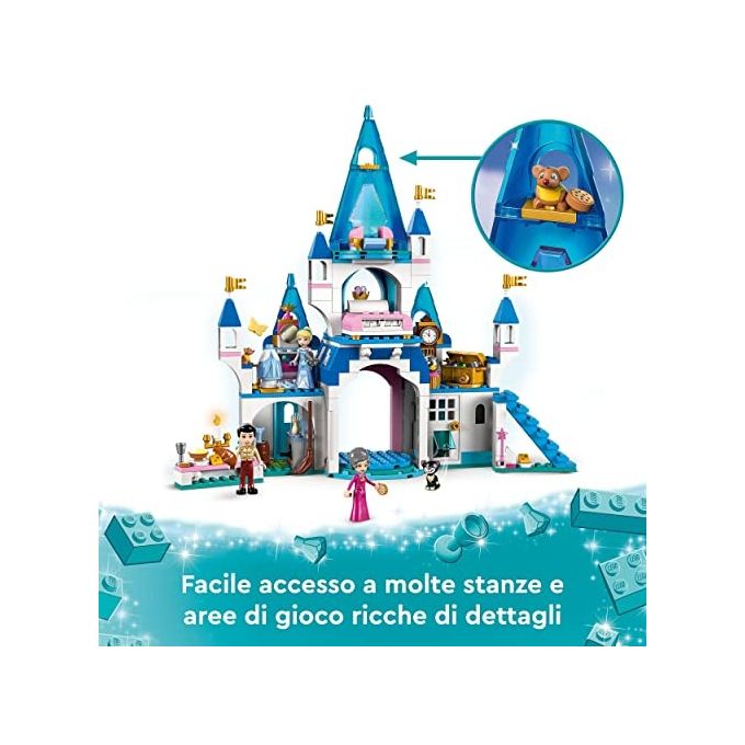 LEGO Principessa Disney 43206 Il Castello di Cenerentola e del Principe Azzurro, Idea Regalo, Giocattolo per Bambini 5+ Anni