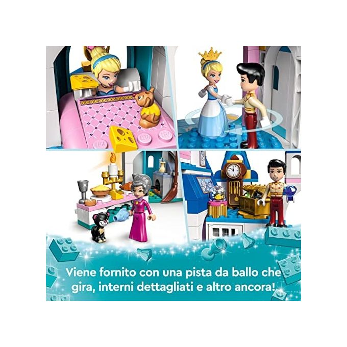 LEGO Principessa Disney 43206 Il Castello di Cenerentola e del Principe Azzurro, Idea Regalo, Giocattolo per Bambini 5+ Anni