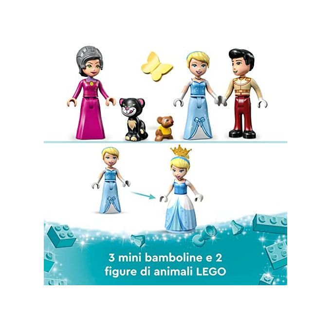 LEGO Principessa Disney 43206 Il Castello di Cenerentola e del Principe Azzurro, Idea Regalo, Giocattolo per Bambini 5+ Anni