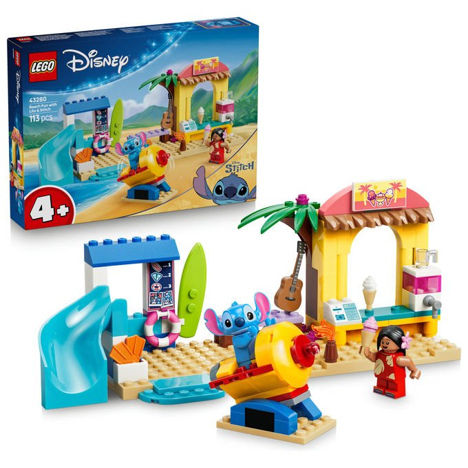 Lego 43280 Disney Classic Divertimento in Spiaggia con Lilo e Stitch Set Costruzioni 113 Pezzi 2 Minifigure da 4 Anni