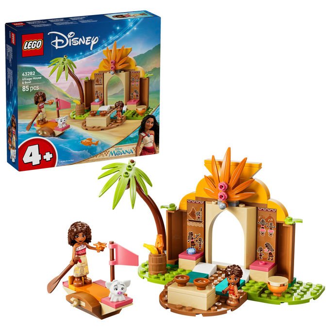 Lego 43282 Disney Princess Vaiana Casa del Villaggio e Barca Set Costruzioni 85 pezzi 2 Mini Bamboline da 4 anni