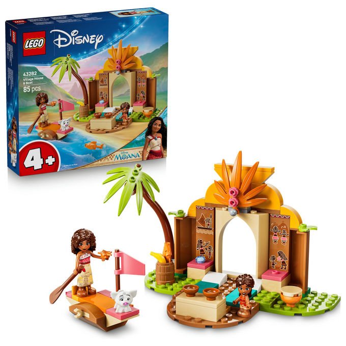 Lego 43282 Disney Princess Vaiana Casa del Villaggio e Barca Set Costruzioni 85 pezzi 2 Mini Bamboline da 4 anni