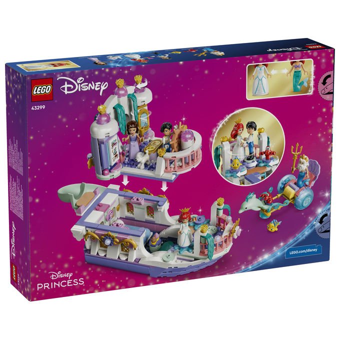 Lego 43299 Disney Princess Barca Nuziale Ariel Giocattolo collezione 519 Pezzi Minifigure Ariel Eric Re Tritone Vanessa Flounder Sebastian Max Set Bambini e Bambine 6 Anni idea regalo colore non specificato