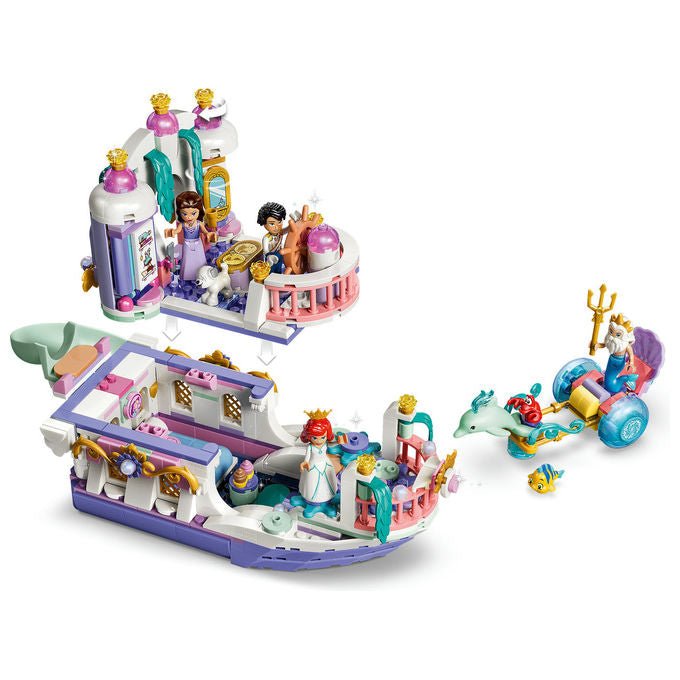 Lego 43299 Disney Princess Barca Nuziale Ariel Giocattolo collezione 519 Pezzi Minifigure Ariel Eric Re Tritone Vanessa Flounder Sebastian Max Set Bambini e Bambine 6 Anni idea regalo colore non specificato