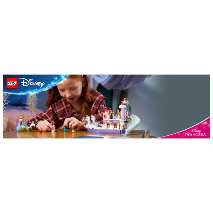 Lego 43299 Disney Princess Barca Nuziale Ariel Giocattolo collezione 519 Pezzi Minifigure Ariel Eric Re Tritone Vanessa Flounder Sebastian Max Set Bambini e Bambine 6 Anni idea regalo colore non specificato