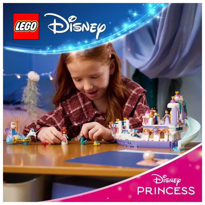 Lego 43299 Disney Princess Barca Nuziale Ariel Giocattolo collezione 519 Pezzi Minifigure Ariel Eric Re Tritone Vanessa Flounder Sebastian Max Set Bambini e Bambine 6 Anni idea regalo colore non specificato