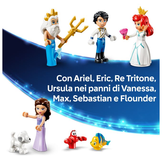 Lego 43299 Disney Princess Barca Nuziale Ariel Giocattolo collezione 519 Pezzi Minifigure Ariel Eric Re Tritone Vanessa Flounder Sebastian Max Set Bambini e Bambine 6 Anni idea regalo colore non specificato