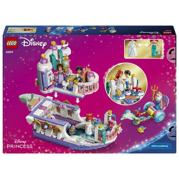 Lego 43299 Disney Princess Barca Nuziale Ariel Giocattolo collezione 519 Pezzi Minifigure Ariel Eric Re Tritone Vanessa Flounder Sebastian Max Set Bambini e Bambine 6 Anni idea regalo colore non specificato