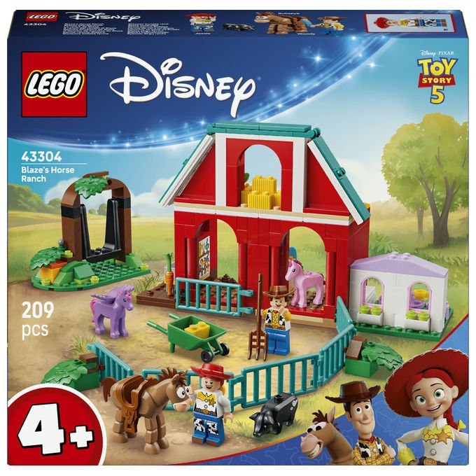 Lego 43304 Disney Pixar Toy Story Il Ranch dei Cavalli di Blaze Playset 209 pezzi con Minifigure Woody e Jessie 4 anni