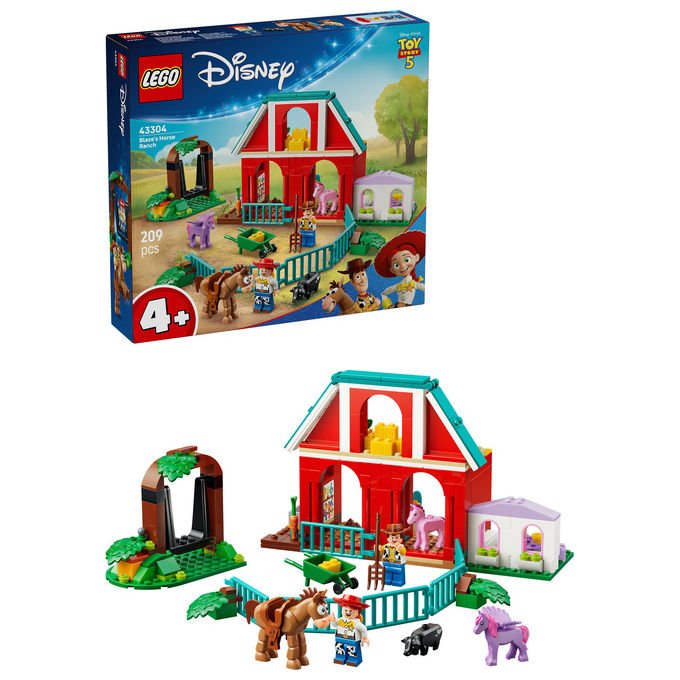 Lego 43304 Disney Pixar Toy Story Il Ranch dei Cavalli di Blaze Playset 209 pezzi con Minifigure Woody e Jessie 4 anni