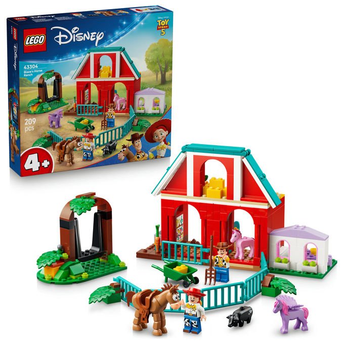 Lego 43304 Disney Pixar Toy Story Il Ranch dei Cavalli di Blaze Playset 209 pezzi con Minifigure Woody e Jessie 4 anni