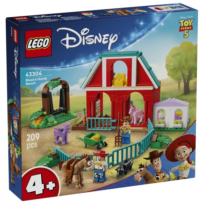 Lego 43304 Disney Pixar Toy Story Il Ranch dei Cavalli di Blaze Playset 209 pezzi con Minifigure Woody e Jessie 4 anni