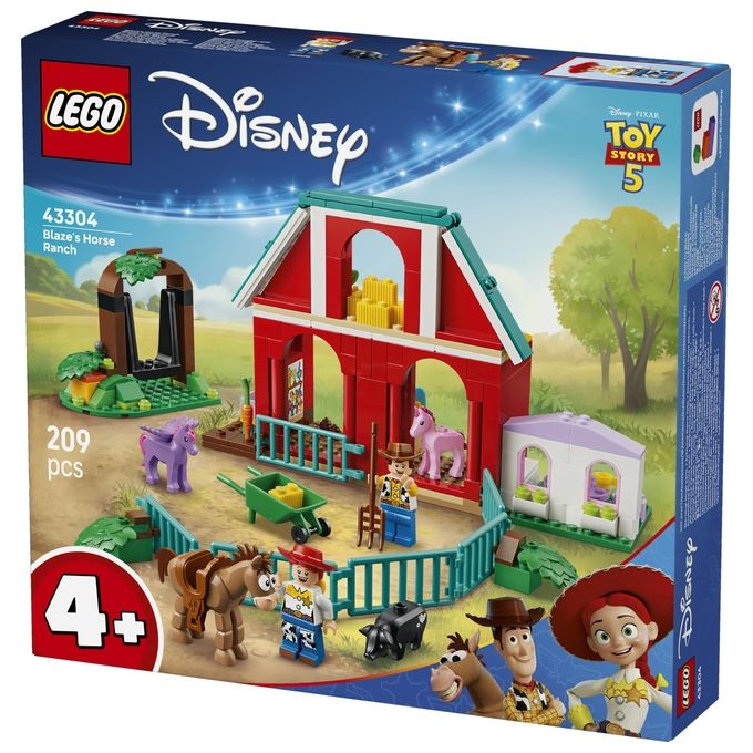 Lego 43304 Disney Pixar Toy Story Il Ranch dei Cavalli di Blaze Playset 209 pezzi con Minifigure Woody e Jessie 4 anni