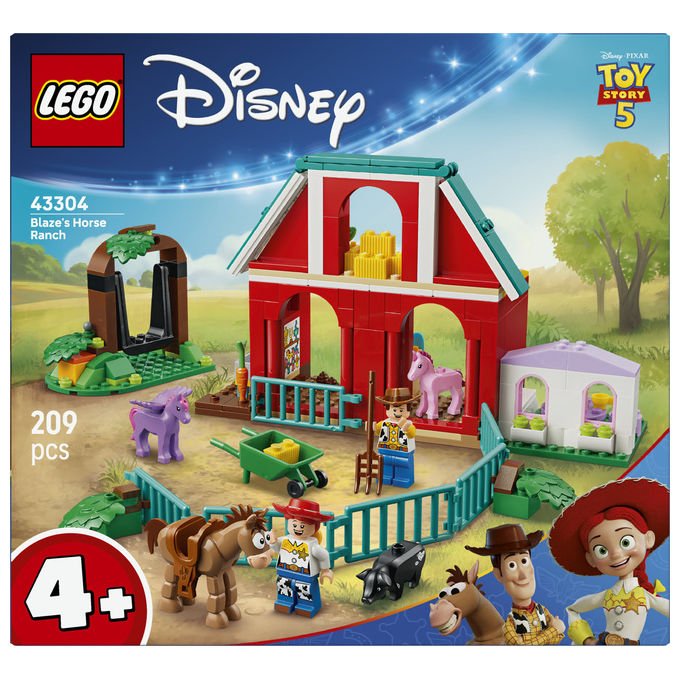 Lego 43304 Disney Pixar Toy Story Il Ranch dei Cavalli di Blaze Playset 209 pezzi con Minifigure Woody e Jessie 4 anni