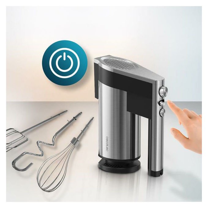 Cecotec POWERTWIST500 Full Steel Batedeira 500 W 5 Velocita' Funzione Turbo Accessori in Acciaio Inossidabile colore Acciaio